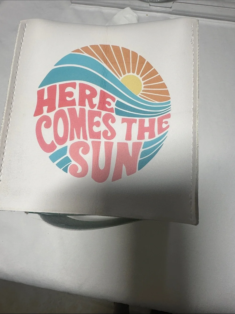 Here Comes The Sun White Tissue Box cover “ Here Comes the Sun” NWT